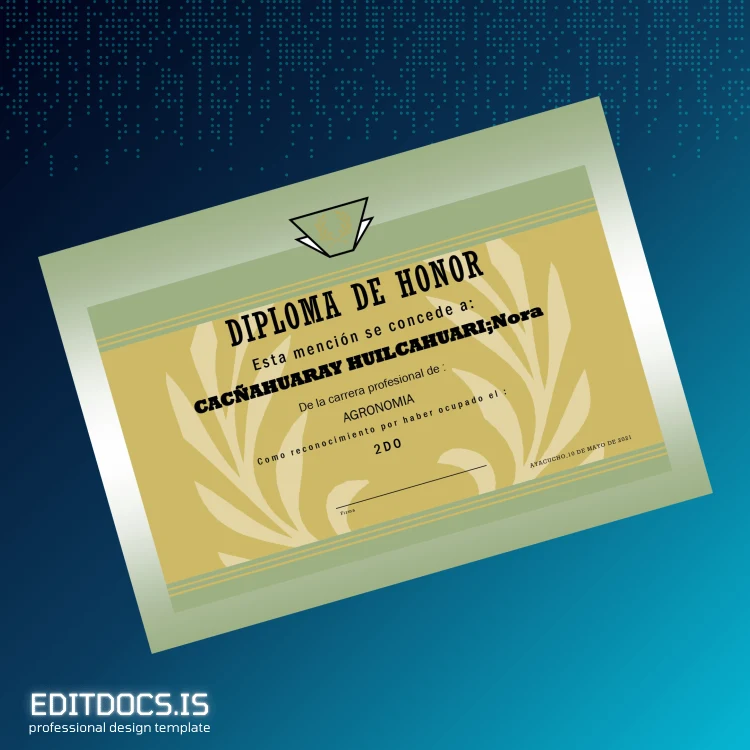 Editable Argentina Diploma of Honor Template page 4 Page Preview - EditDocs