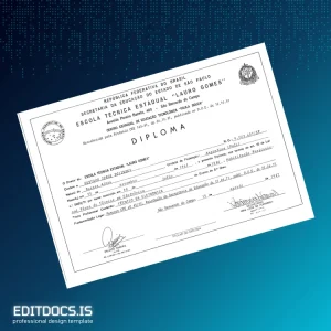 Editable Argentina Escola Técnica Estadual _Auro Gomes_ Technical Diploma in Electronics Template Page Preview - EditDocs
