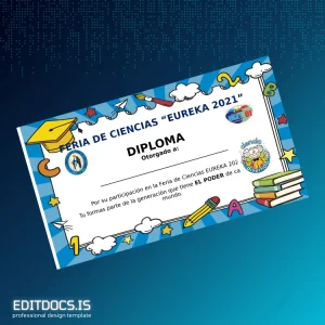 Editable Argentina Feria de Ciencias Eureka 2021 Diploma Template Page Preview - EditDocs