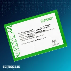 Editable Argentina Municipality of Córdoba Participation Certificate Template Page Preview - EditDocs