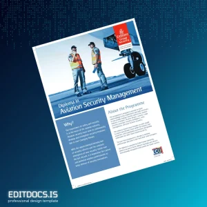 Editable Australia Edith Cowan University Diploma in Aviation Security Management Template Page Preview - EditDocs