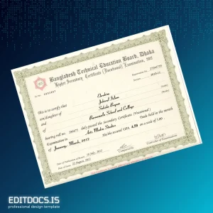 Editable Bangladesh Barnamala School and College Higher Secondary Certificate Vocational Page Preview - EditDocs