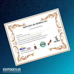 Editable Bolivia Asociación Nacional de Borrachas Diploma de Drunkard Template Page Preview - EditDocs