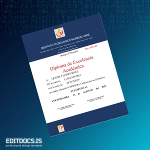 Editable Bolivia Instituto Tecnológico Mundial OMIE Academic Excellence Diploma Template Page Preview - EditDocs