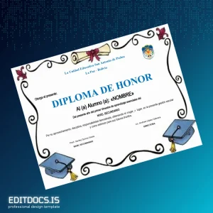 Editable Bolivia Unidad Educativa San Antonio de Padua Diploma of Honor Certificate Page Preview - EditDocs