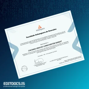 Editable Brazil Anhanguera Faculty Bachelor of Psychology Diploma Template Page Preview - EditDocs