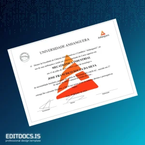 Editable Brazil Anhanguera University Technologist in Industrial Mechatronics Diploma Page Preview - EditDocs