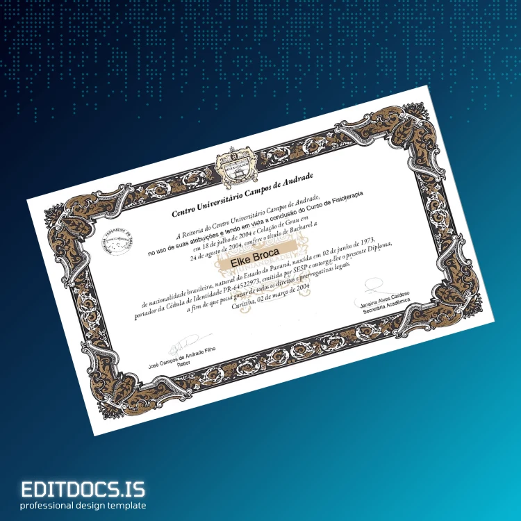 Editable Brazil Centro Universitário Campos de Andrade Bachelor of Physiotherapy Template Page Preview - EditDocs