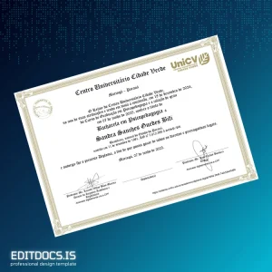 Editable Brazil Centro Universitário Cidade Verde Bachelor of Arts in Psychopedagogy Template Page Preview - EditDocs