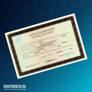 Editable Brazil Centro Universitário Estácio do Ceará Bachelor of Law Degree Certificate Page Preview - EditDocs