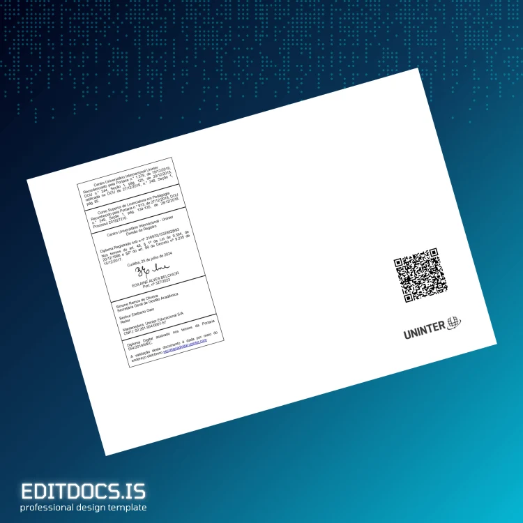 Editable Brazil Centro Universitário Internacional UNINTER Bachelor of Education Template page 2 Page Preview - EditDocs