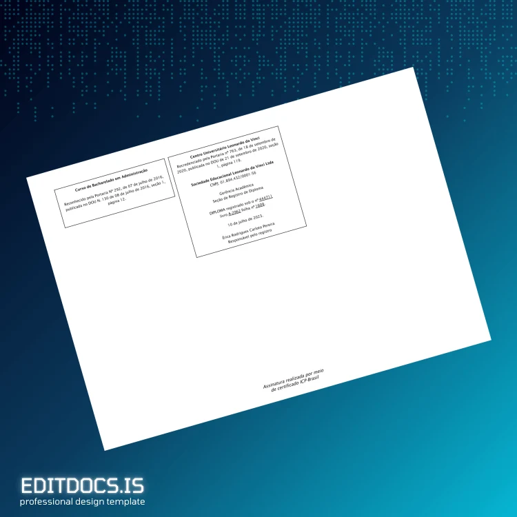 Editable Brazil Centro Universitário Leonardo da Vinci Bachelor of Science in Administration Template page 2 Page Preview - EditDocs