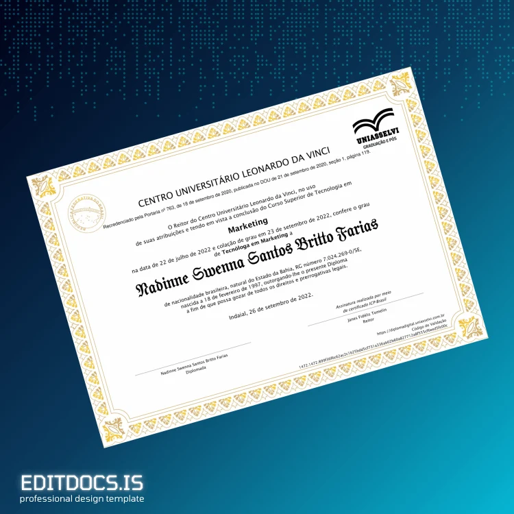 Editable Brazil Centro Universitário Leonardo da Vinci Technology Degree in Marketing Template Page Preview - EditDocs