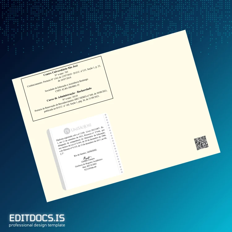 Editable Brazil Centro Universitário São José Bachelor of Administration Template page 2 Page Preview - EditDocs