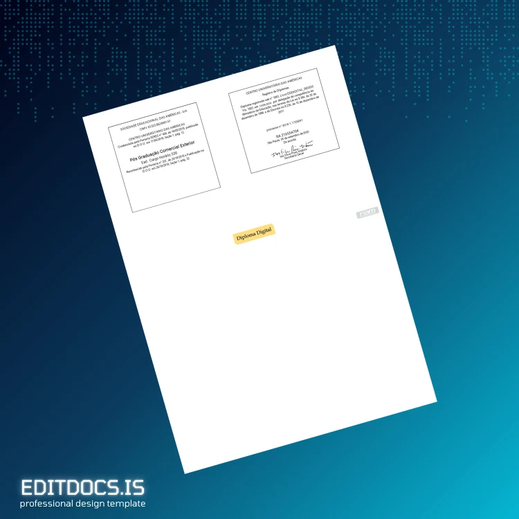 Editable Brazil Centro Universitário das Américas Postgraduate Diploma in International Business page 2 Page Preview - EditDocs