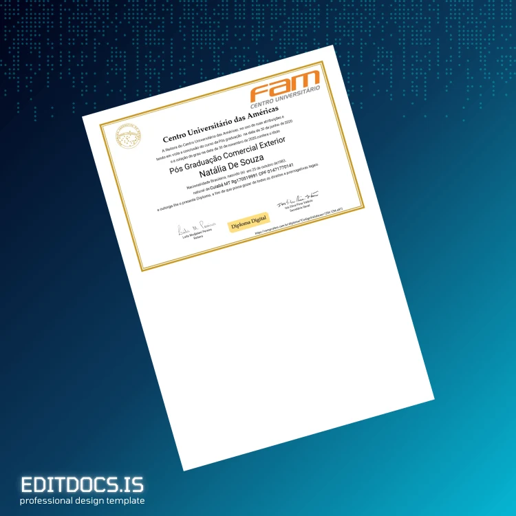 Editable Brazil Centro Universitário das Américas Postgraduate Diploma in International Business Page Preview - EditDocs