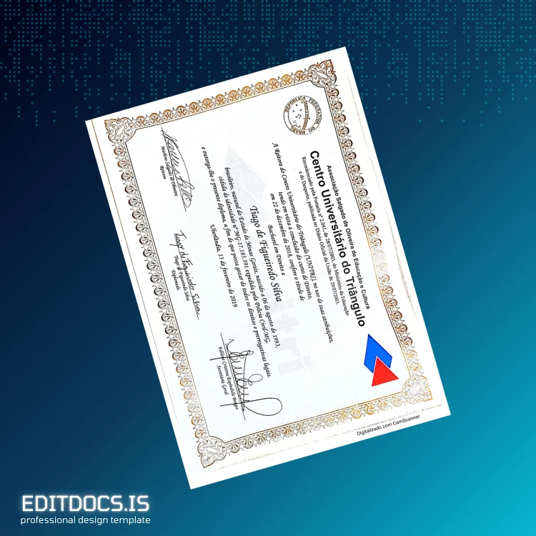 Editable Brazil Centro Universitário do Triângulo Bachelor of Law Diploma Page Preview - EditDocs