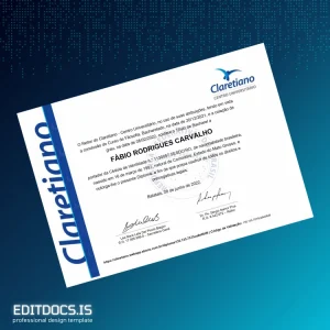 Editable Brazil Claretiano University Bachelor of Philosophy Degree Template Page Preview - EditDocs