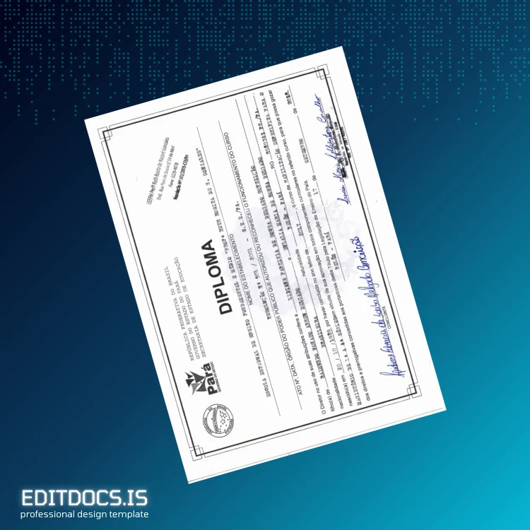 Editable Brazil Educational Institution Diploma Template Page Preview - EditDocs
