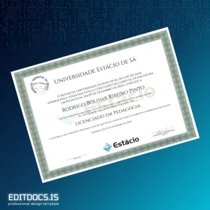 Editable Brazil Estácio de Sá Licensed in Pedagogy Diploma Page Preview - EditDocs