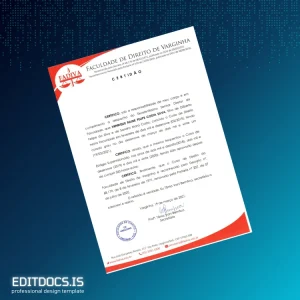 Editable Brazil FADIVA University Diploma in Law Certificate Page Preview - EditDocs