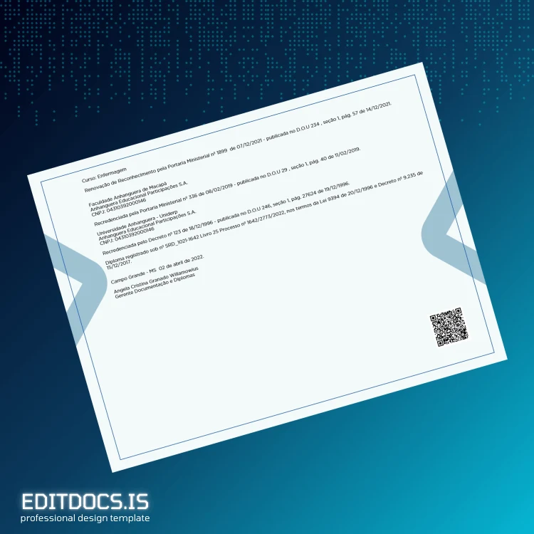 Editable Brazil Faculdade Anhanguera de Macapá Nursing Diploma page 2 Page Preview - EditDocs