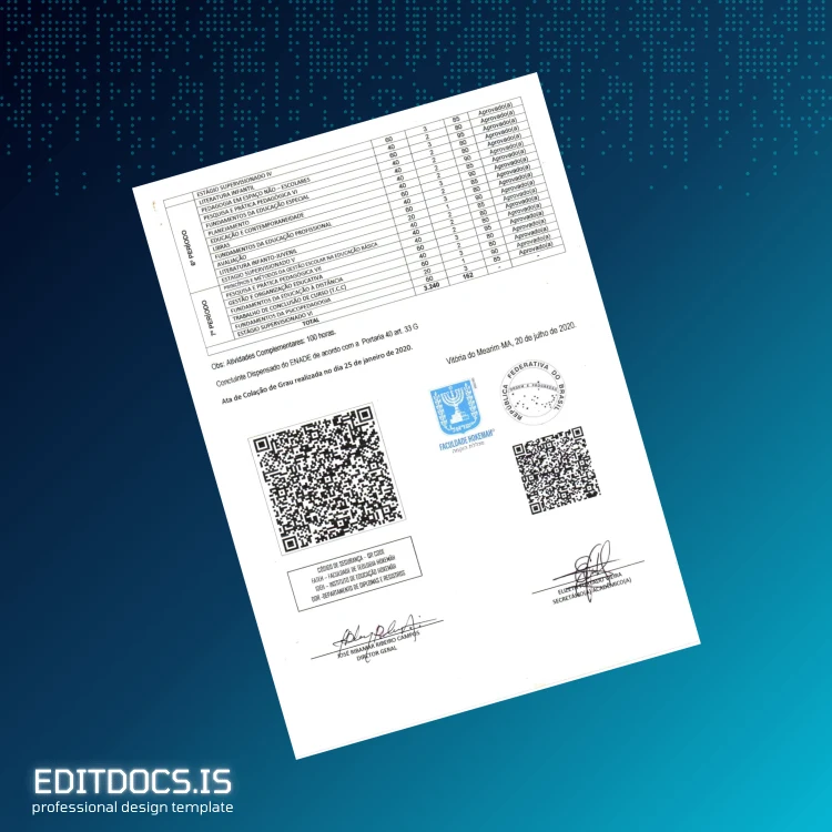 Editable Brazil Faculdade de Teologia Hokkien Bachelor Diploma Template page 4 Page Preview - EditDocs