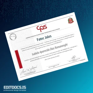 Editable Brazil Fatec Jales Technology Degree Diploma Page Preview - EditDocs