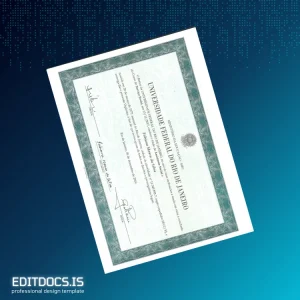Editable Brazil Federal University of Rio de Janeiro Social Work Diploma Template Page Preview - EditDocs
