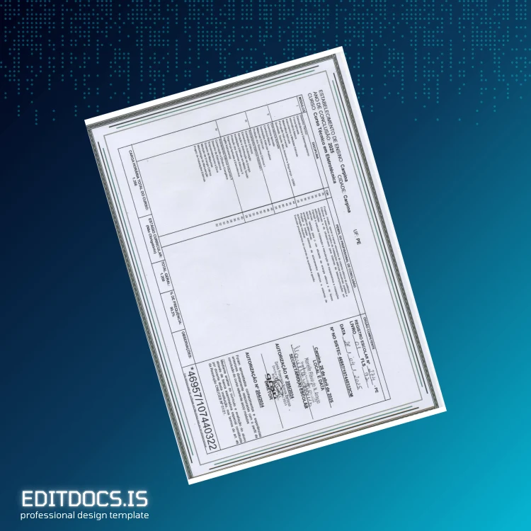 Editable Brazil Grau Técnico Technical Diploma Template page 2 Page Preview - EditDocs