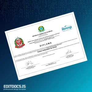 Editable Brazil IBRESP Instituto Brasileiro de Educação Profissional Técnico em Transações Imobiliárias Diploma Template Page Preview - EditDocs