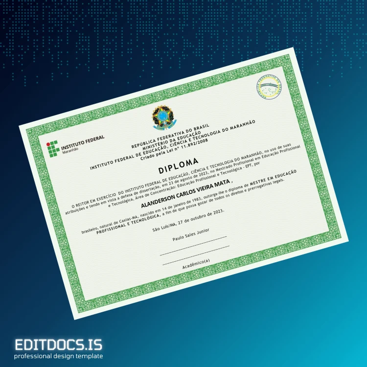 Editable Brazil Instituto Federal de Educação, Ciência e Tecnologia do Maranhão Master of Professional Education and Technology Template Page Preview - EditDocs