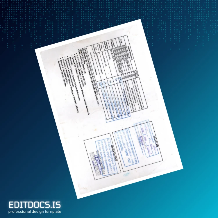 Editable Brazil Instituto de Educação Diploma Template page 2 Page Preview - EditDocs