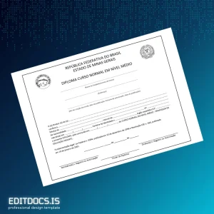 Editable Brazil Minas Gerais Diploma in High School Education Template Page Preview - EditDocs