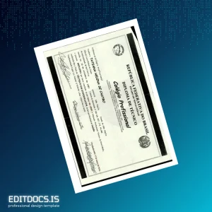 Editable Brazil Professional Technical Diploma Template Page Preview - EditDocs