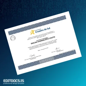 Editable Brazil Universidade Cruzeiro do Sul Bachelor of Education Diploma Template Page Preview - EditDocs