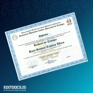 Editable Brazil Universidade Federal do Recôncavo da Bahia Bachelor of Theology Template Page Preview - EditDocs