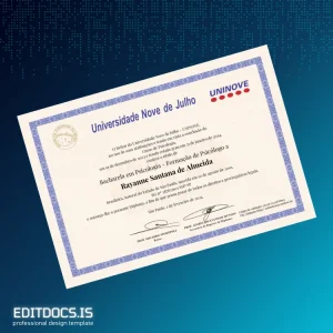 Editable Brazil Universidade Nove de Julho Bachelor of Psychology Template Page Preview - EditDocs