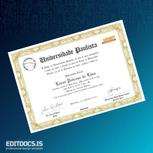 Editable Brazil Universidade Paulista Clinical Psychologist Diploma Page Preview - EditDocs