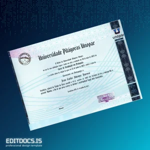 Editable Brazil Universidade Pitágoras UNOPAR Bachelor of Education Diploma Template Page Preview - EditDocs