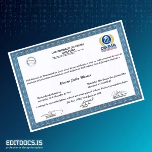 Editable Brazil Universidade do Ceuma Bachelor of Dentistry Diploma Page Preview - EditDocs