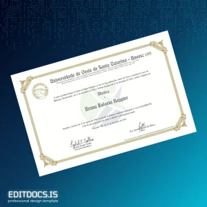 Editable Brazil Universidade do Oeste de Santa Catarina Bachelor of Medicine Diploma Page Preview - EditDocs