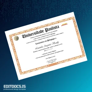 Editable Brazil University Paulista Licentiate Degree in Pedagogy Template Page Preview - EditDocs