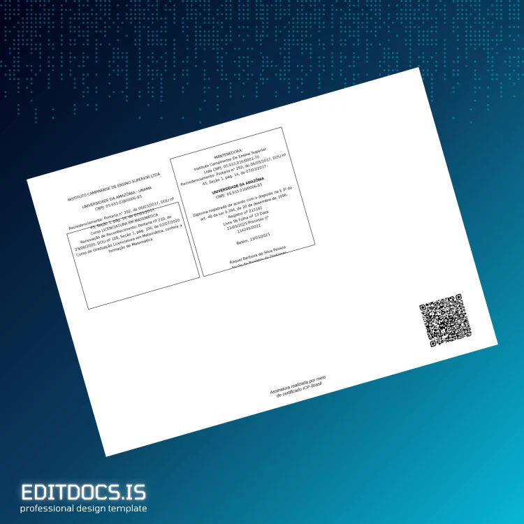 Editable Brazil University of Amazonia Bachelor of Science in Mathematics Template page 2 Page Preview - EditDocs