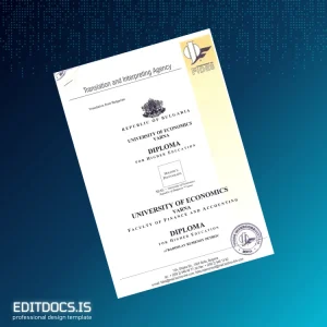 Editable Bulgaria University of Economics Varna Diploma Template Page Preview - EditDocs