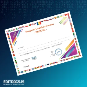 Editable Canada Kangaroo Linguistic Contest English Participation Certificate Page Preview - EditDocs