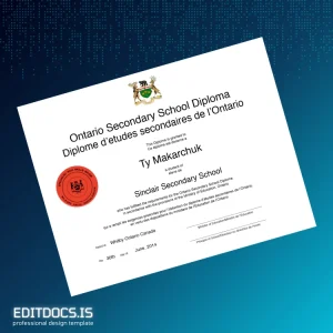 Editable Canada Sinclair Secondary School Ontario Secondary School Diploma Page Preview - EditDocs