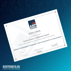 Editable Chile AIEP Professional Institute Diploma in Application of Security and Occupational Health Strategies in the Mining Industry Page Preview - EditDocs
