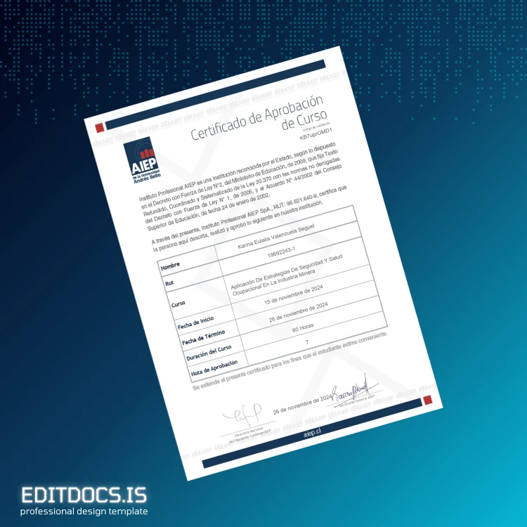 Editable Chile AIEP de la Universidad Andrés Bello Diploma in Application of Safety and Occupational Health Strategies in the Mining Industry page 2 Page Preview - EditDocs