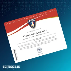 Editable Chile Academia Nacional de Bomberos de Chile Operative Firefighter Diploma Page Preview - EditDocs